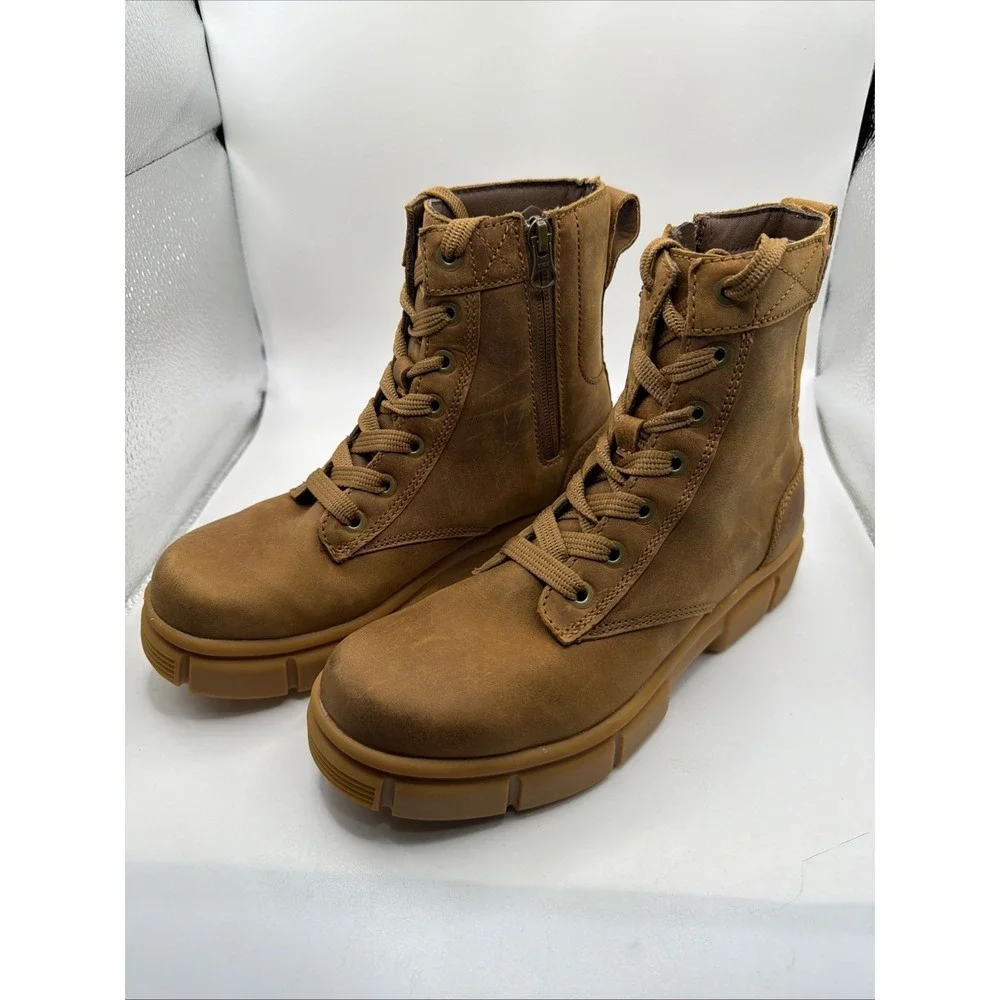 Sorel Women's Explorer Straight STRT Lace Waterproof Boot, Sz 7 Velvet Tan/Gum 2